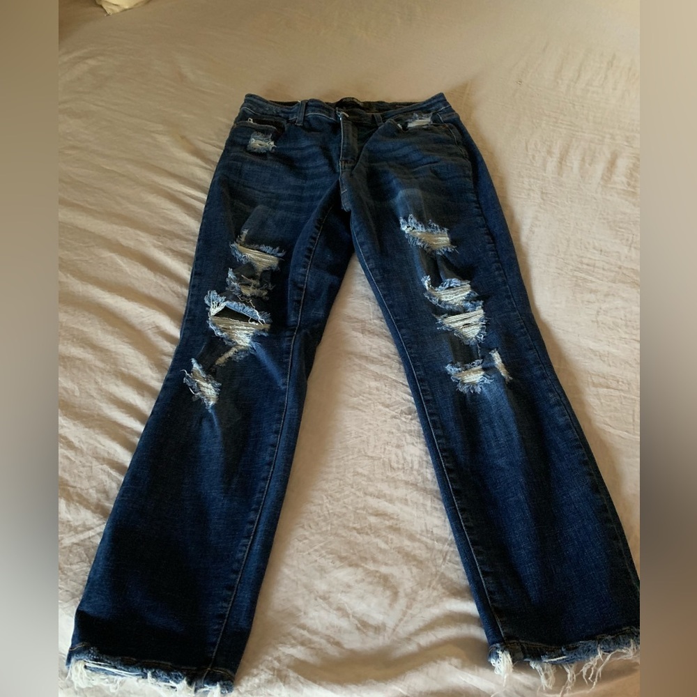 Judy blue dark wash distressed jeans